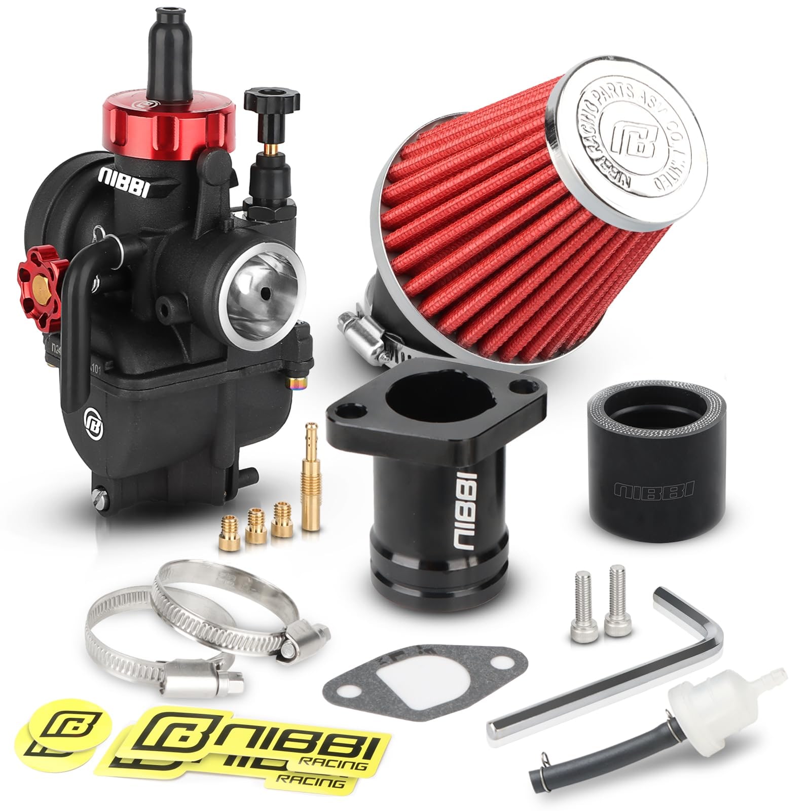 Carburetor Kit with Filter and Fittings for 196cc 212cc 224cc for ATV Dirt Bike Go Kart and Mini Bike Engines