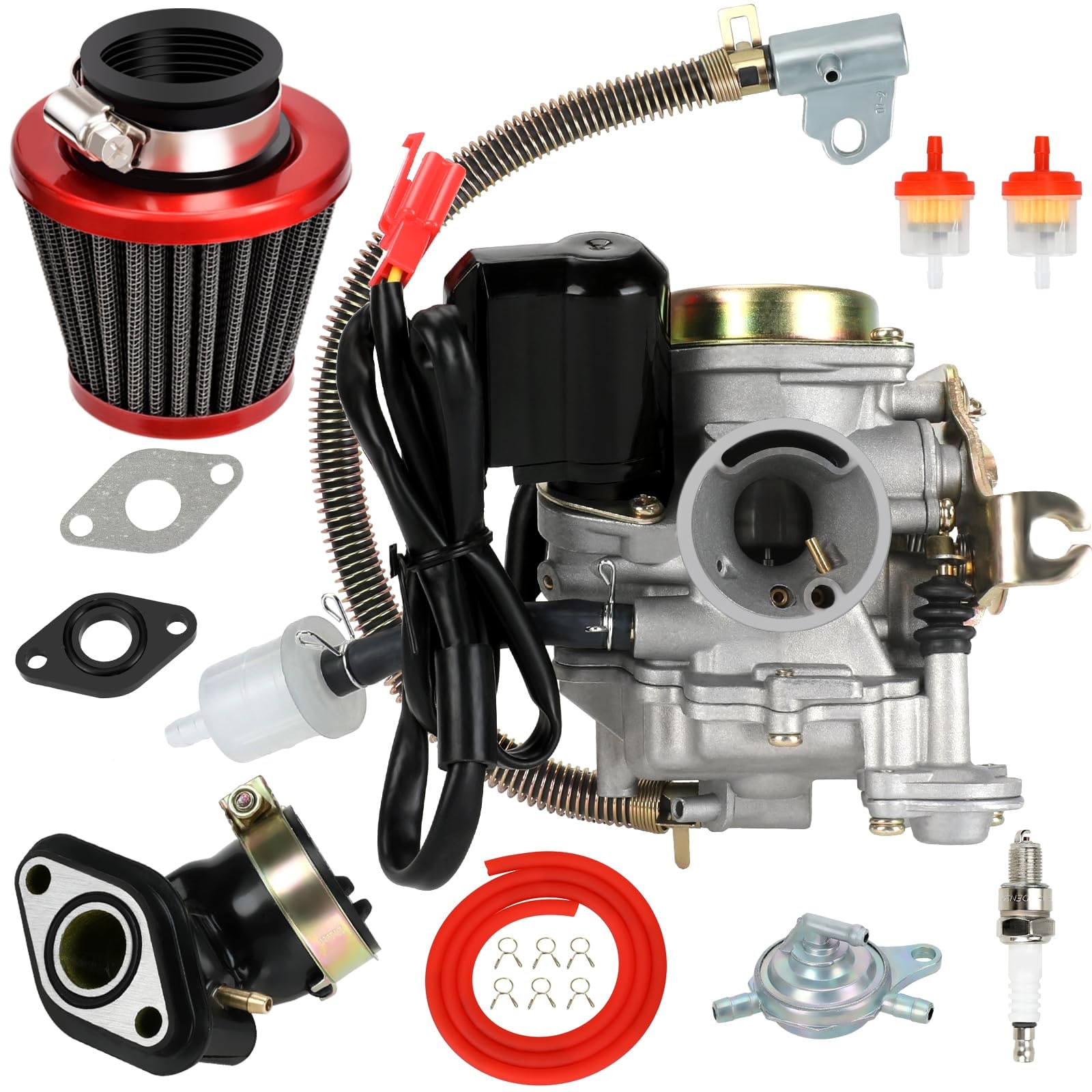 Carburetor Kit with Filter and Fittings for GY6 PD18J 50cc 49cc for GY6 Scooter ATV and Moped Engines