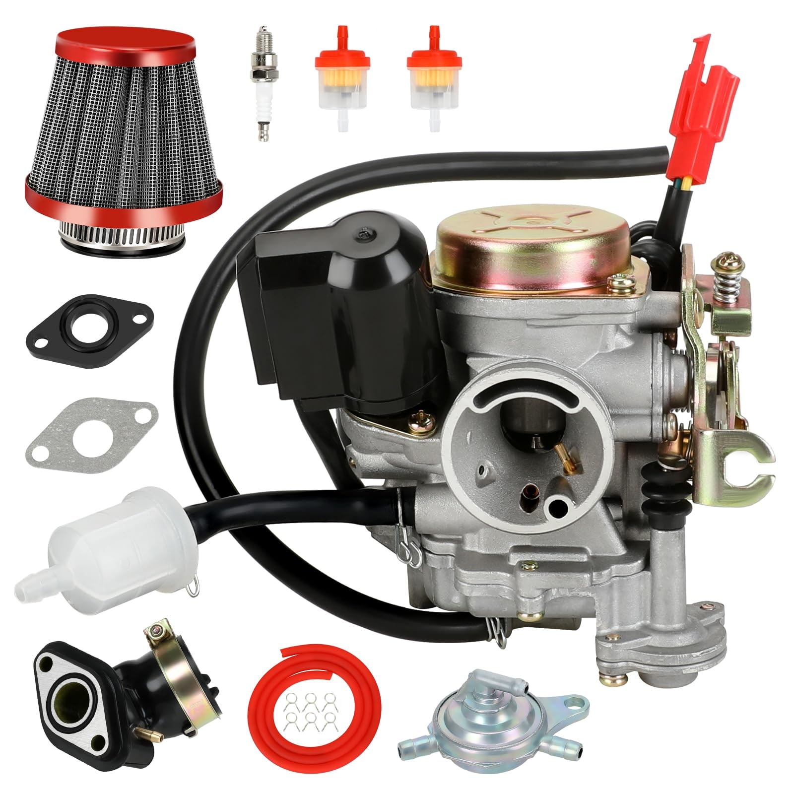 Carburetor Kit with Filter and Fittings for GY6 PD18J 50cc 50cc 49cc for GY6 Scooter ATV and Moped Engines
