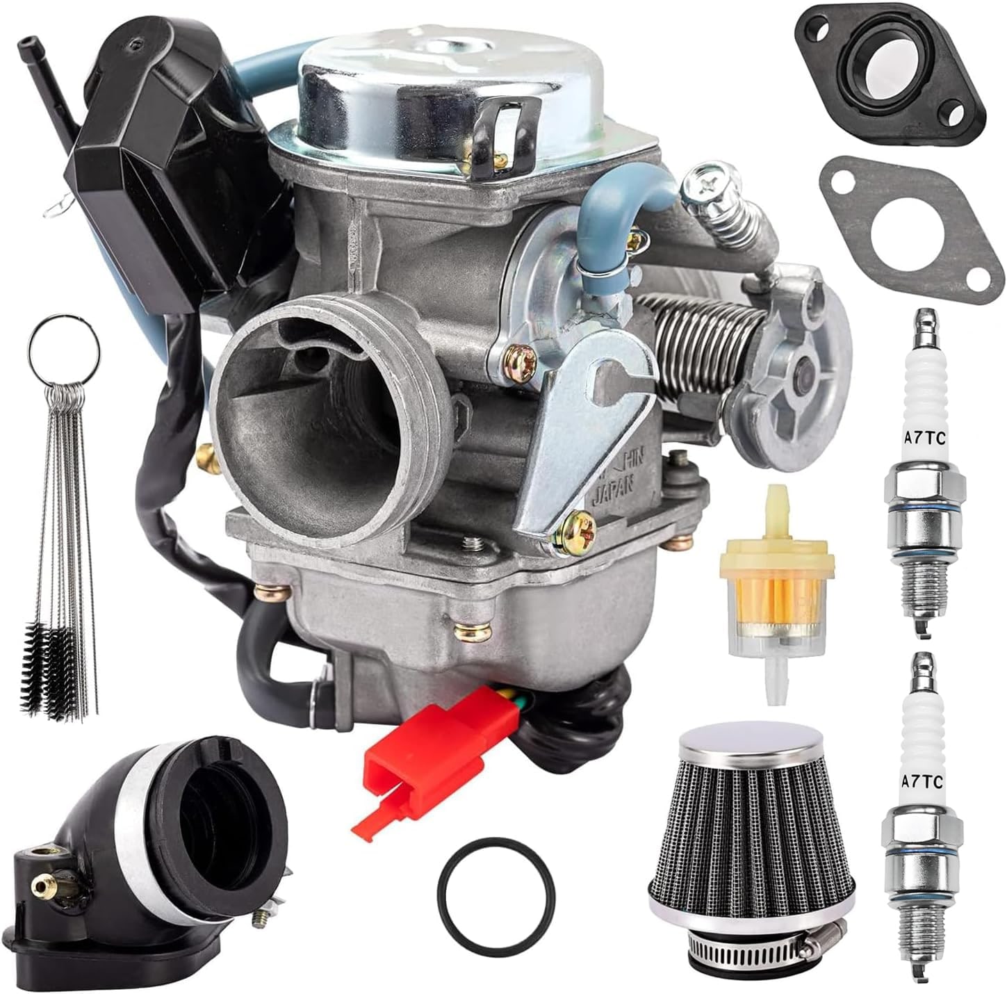 Carburetor Kit with Filter and Fittings for GY6 PD24J 150cc 125cc 24mm for GY6 Scooter ATV and Moped Engines