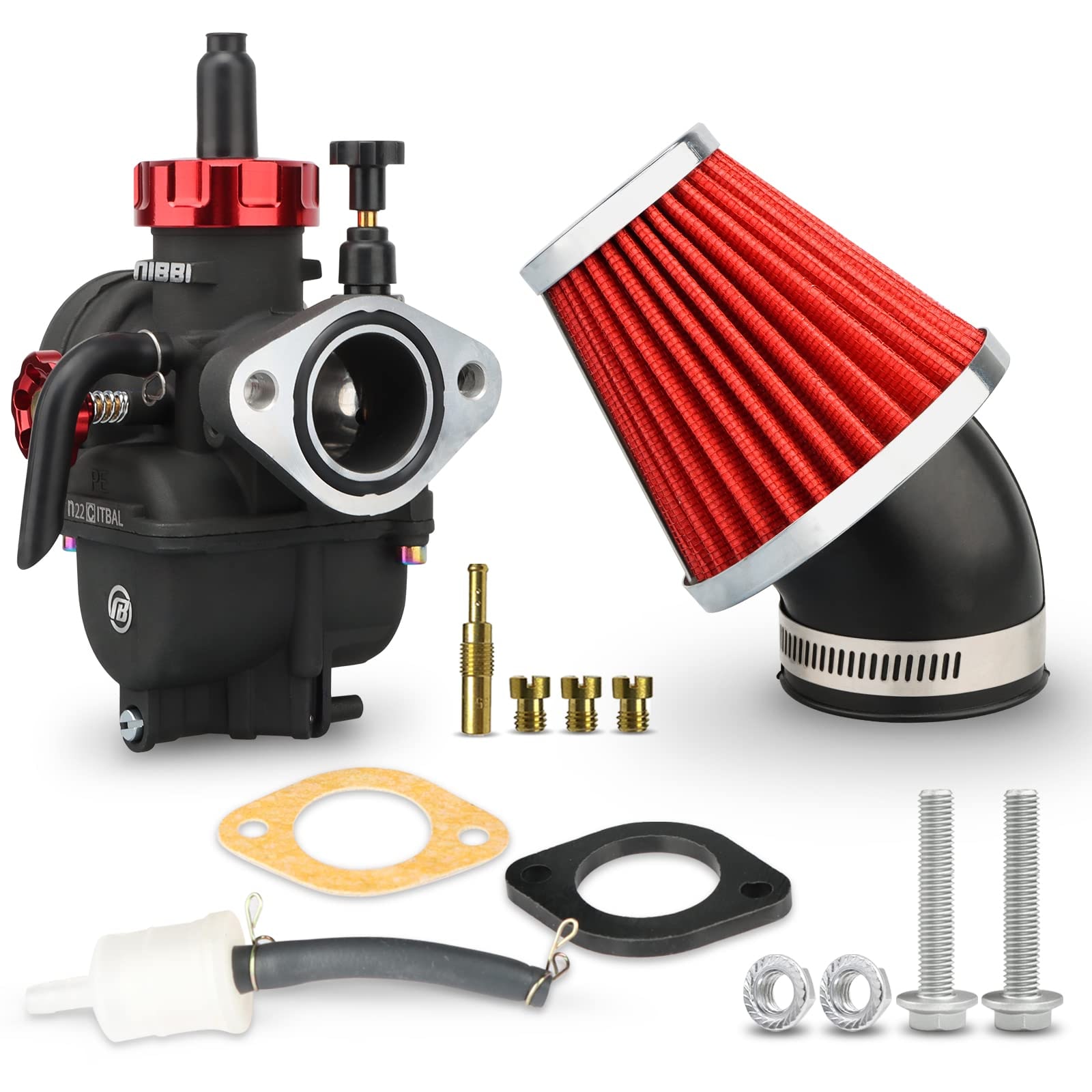 Carburetor Kit with Filter and Fittings for PE22 125cc 130cc 140cc for ATV Dirt Bike Go Kart and Mini Bike Engines