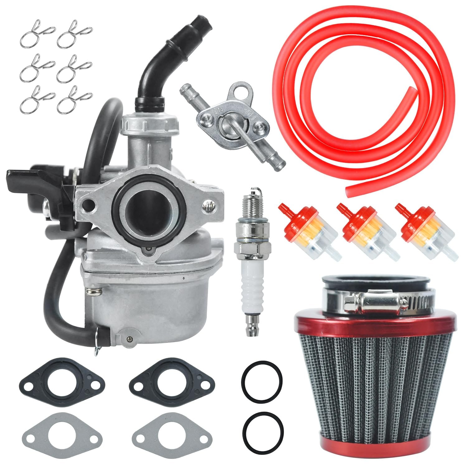 Carburetor Kit with Filter and Fittings for PZ19 50cc 70cc 90cc 110cc 125cc for ATV Dirt Bike Go Kart and Mini Bike Engines