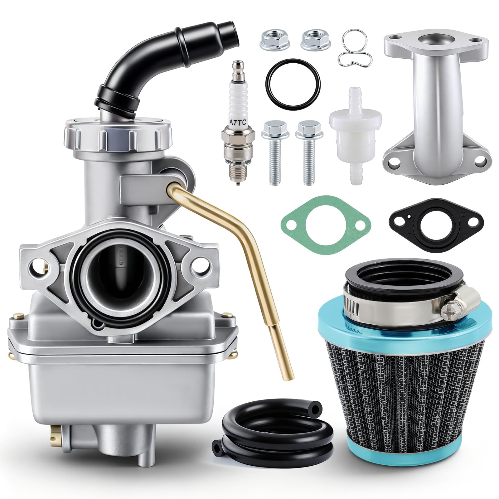 Carburetor Kit with Filter and Fittings for PZ20 49cc 70cc 90cc 100cc 110cc for ATV Dirt Bike Go Kart and Mini Bike Engines