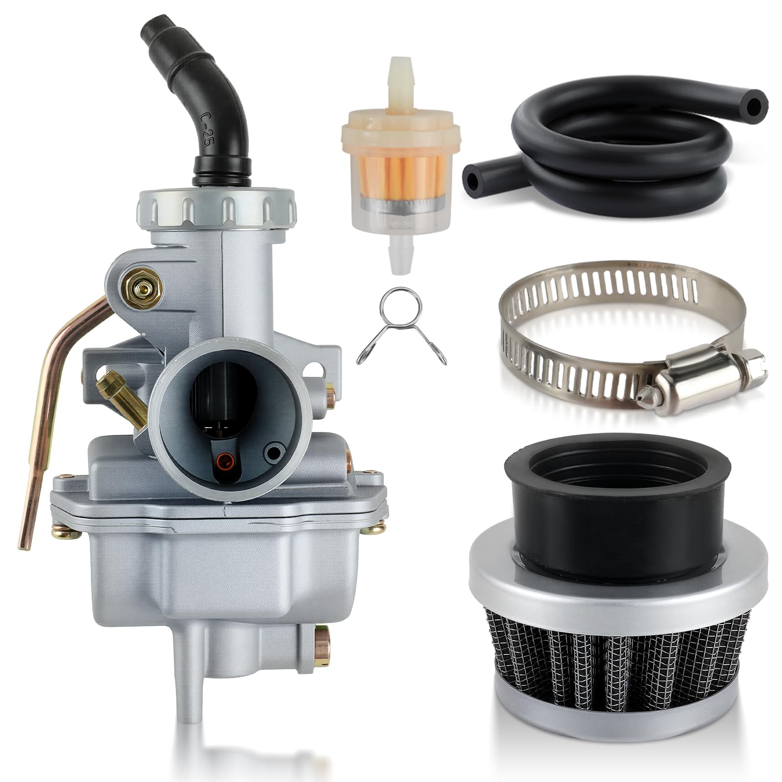 Carburetor Kit with Filter and Fittings for PZ20 50cc 70cc 90cc 110cc 125cc for ATV Dirt Bike Go Kart and Mini Bike Engines