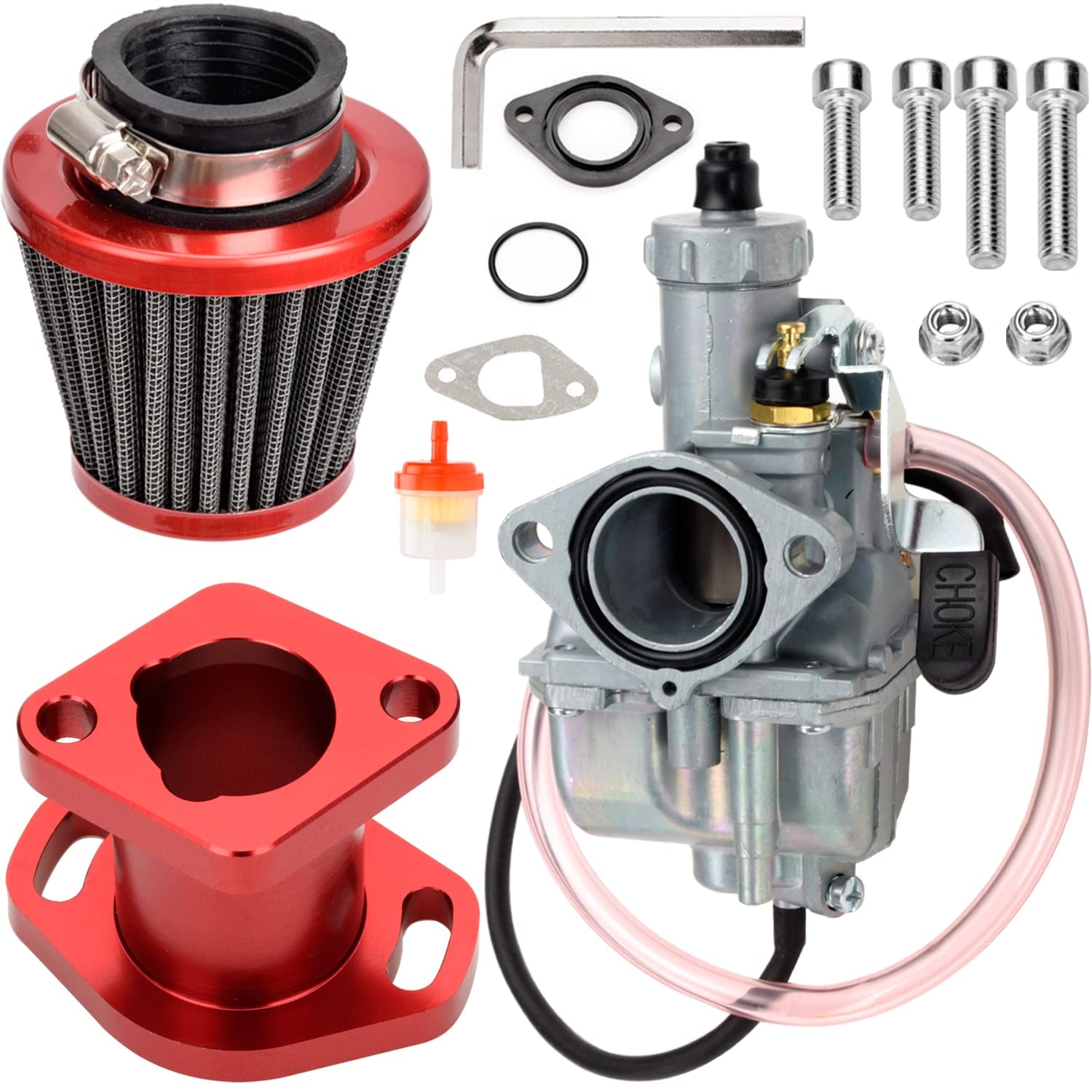 Carburetor Kit with Filter and Fittings for VM22 GX160 GX200 212cc 196cc 26mm for ATV Dirt Bike Go Kart and Mini Bike Engines