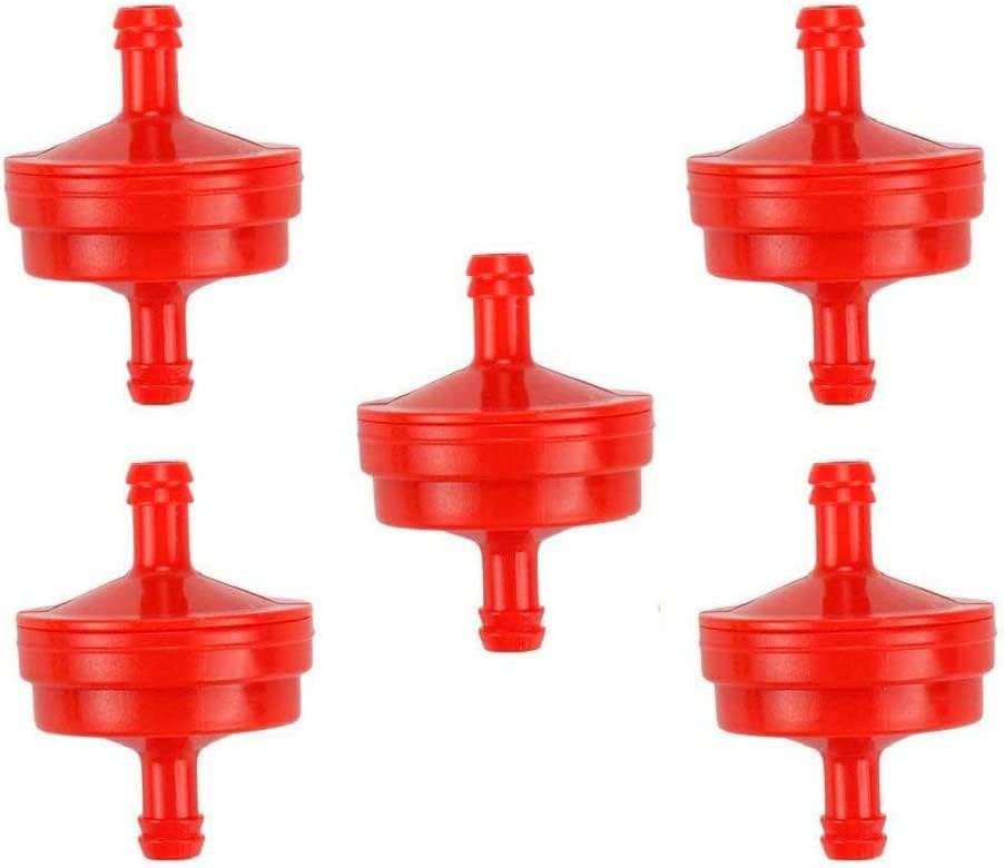 Red 75-Micron Inline Fuel Filter — B&S / Toro / John Deere (394358 / 298090 / AM107314)